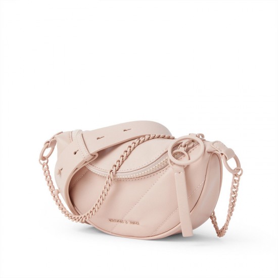 Charles Keith Ring Decoration Street Fashion Belt Bag Pink